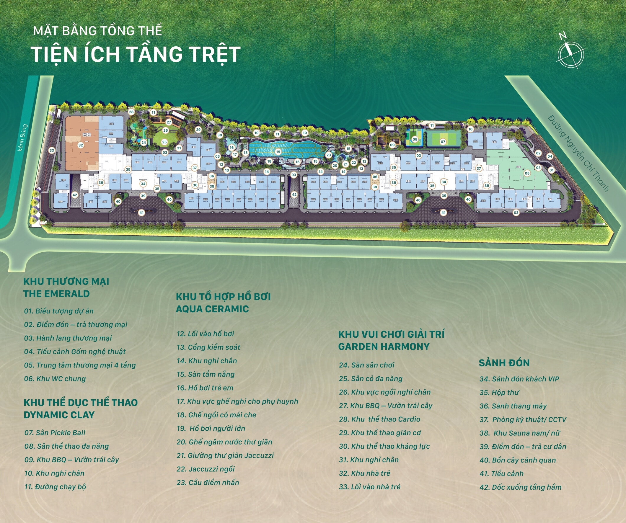 Mặt Bằng Tiện ích Tầng Trệt ở The Emerald Garden View